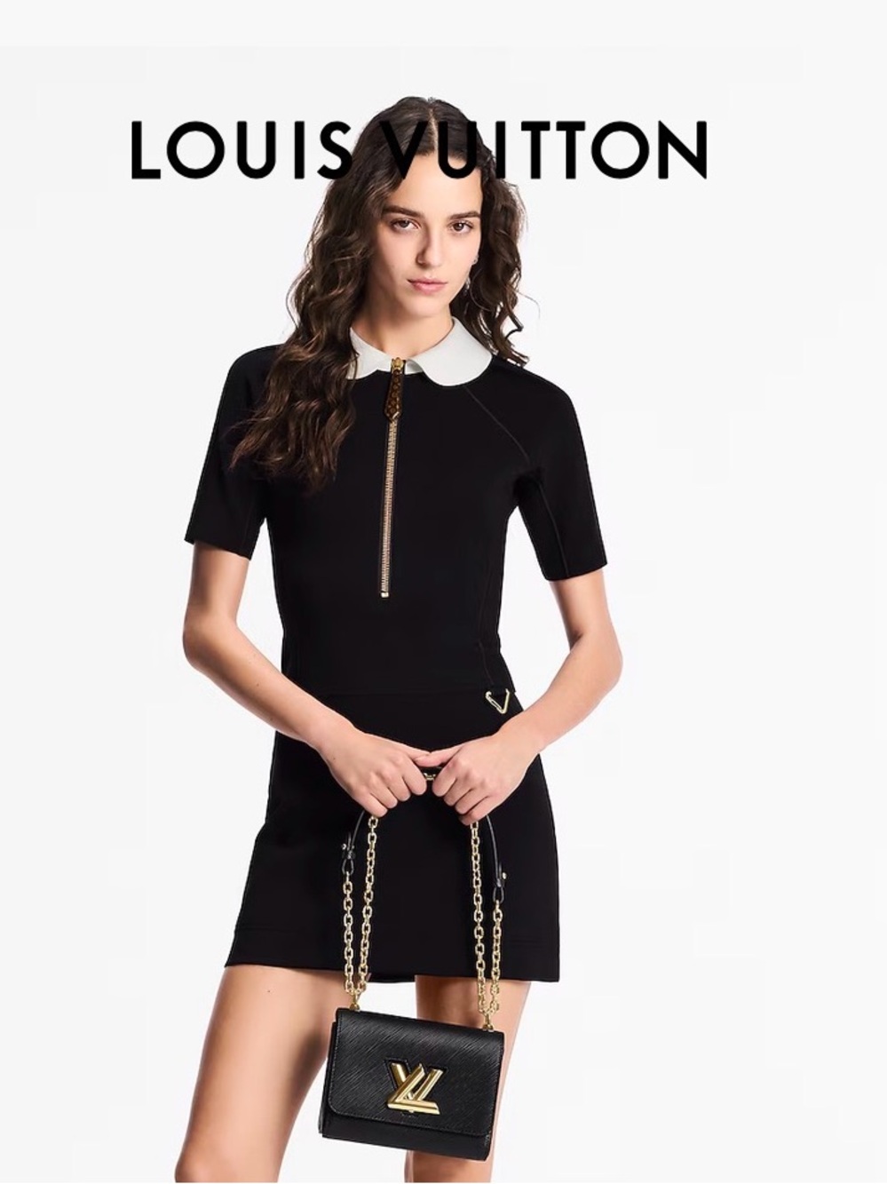 Brand new Louis Vuitton Black Dress with White Peter Pan Collar